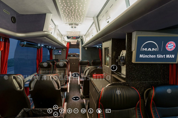 Einblick in den FC Bayern Bus - modellbus.info